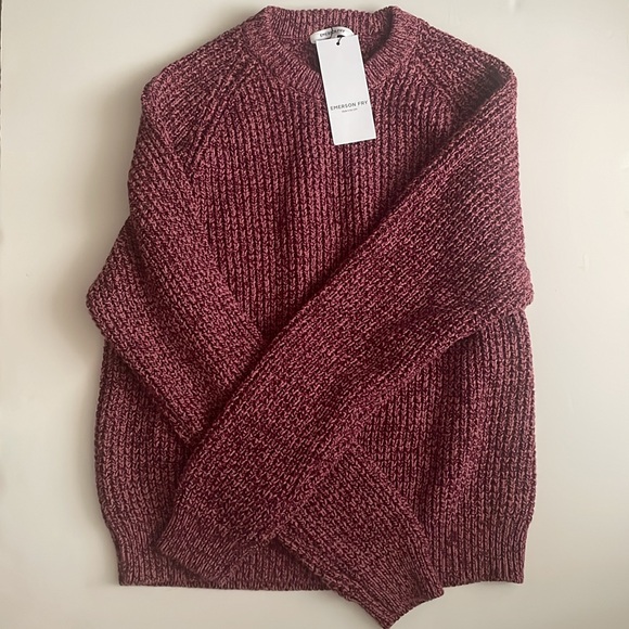 NWT Emerson Fry Sweater RYAN - MARLED DUSTY ROSE + MERLOT ORGANIC - Picture 4 of 7
